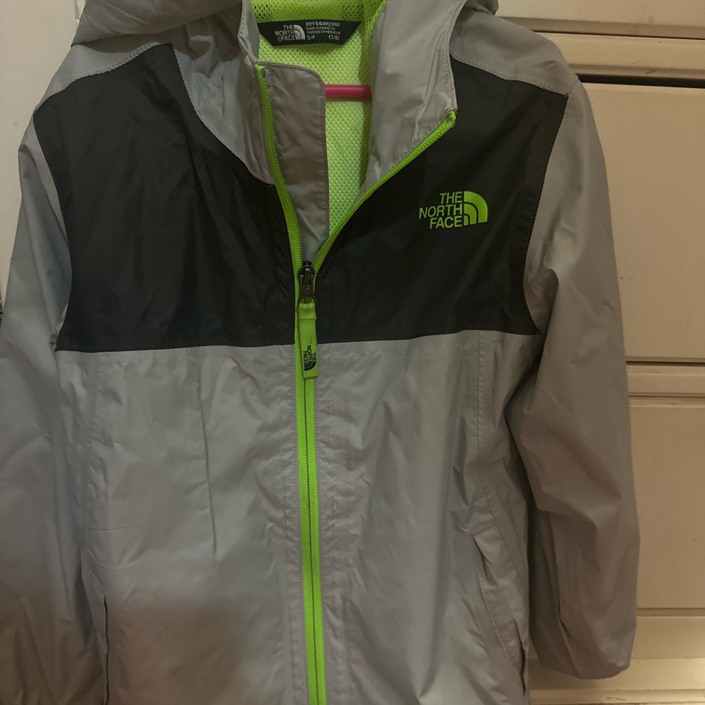 The North Face Kids Gray Jacket with Neon Green Accents